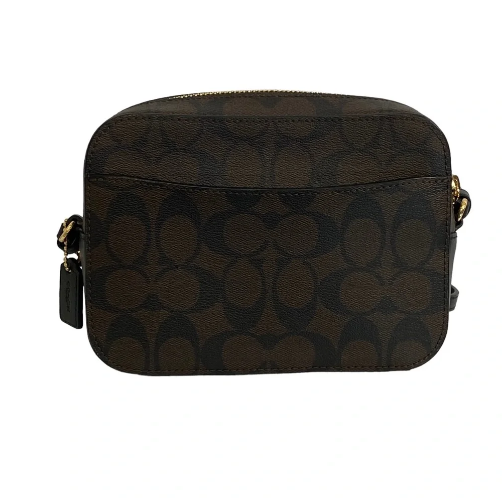 Coach Signature Canvas Mini Camera Bag for Women, Black/Brown